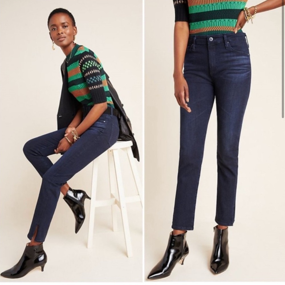AG Adriano Goldschmied High Rise Stevie Ankle Jeans - Dark Blue